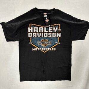 Harley-Davidson Black and Orange Logo Tee